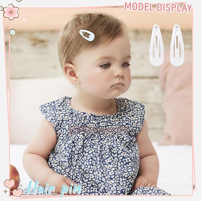 1Inch White Snap Hair Clips, 60Pcs Small Hair Clips for Little Girls, Baby Infant 3cm Candy Color Barrettes for Toddlers Hair Accessories