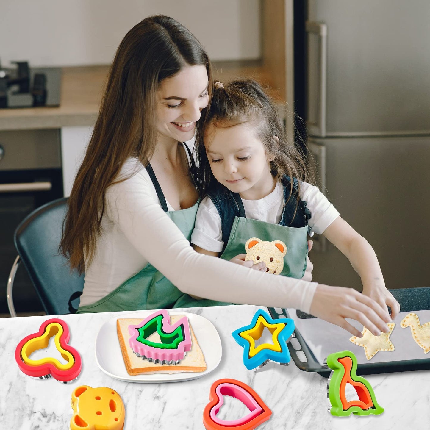 Sandwich Cutters for Kids Lunch,Sandwich Cutter and Sealer,Sandwich Cutter Set,Kids Lunch Accessories-Vegetable Fruit Cutter Set,Micky Mouse,Dinosaur,Star,Gingerbread Man Shapes (38PCS)