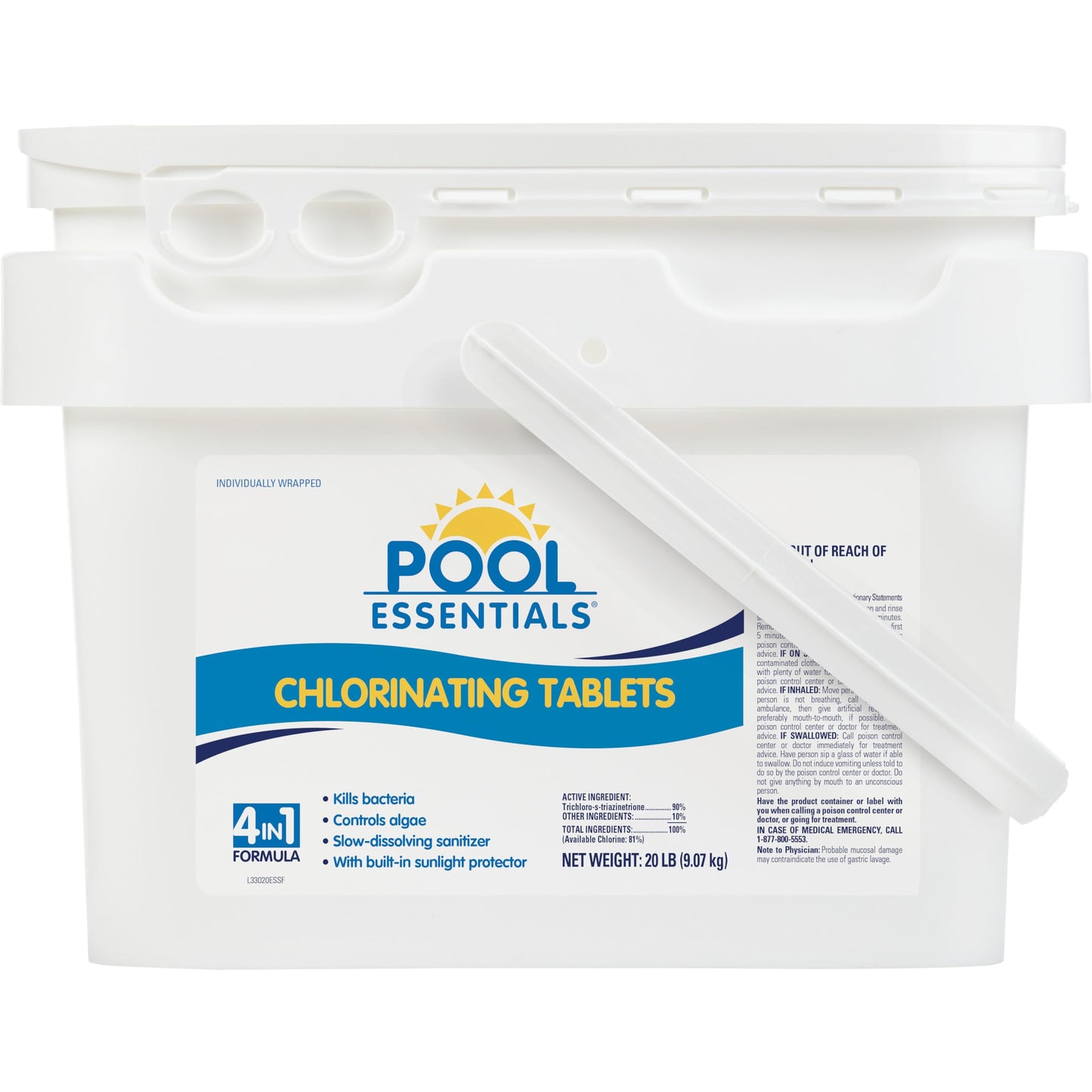 Pool Essentials® 3" Swimming Pool Chlorinating Tablets, Kills Bacteria & Controls Algae, 20LB