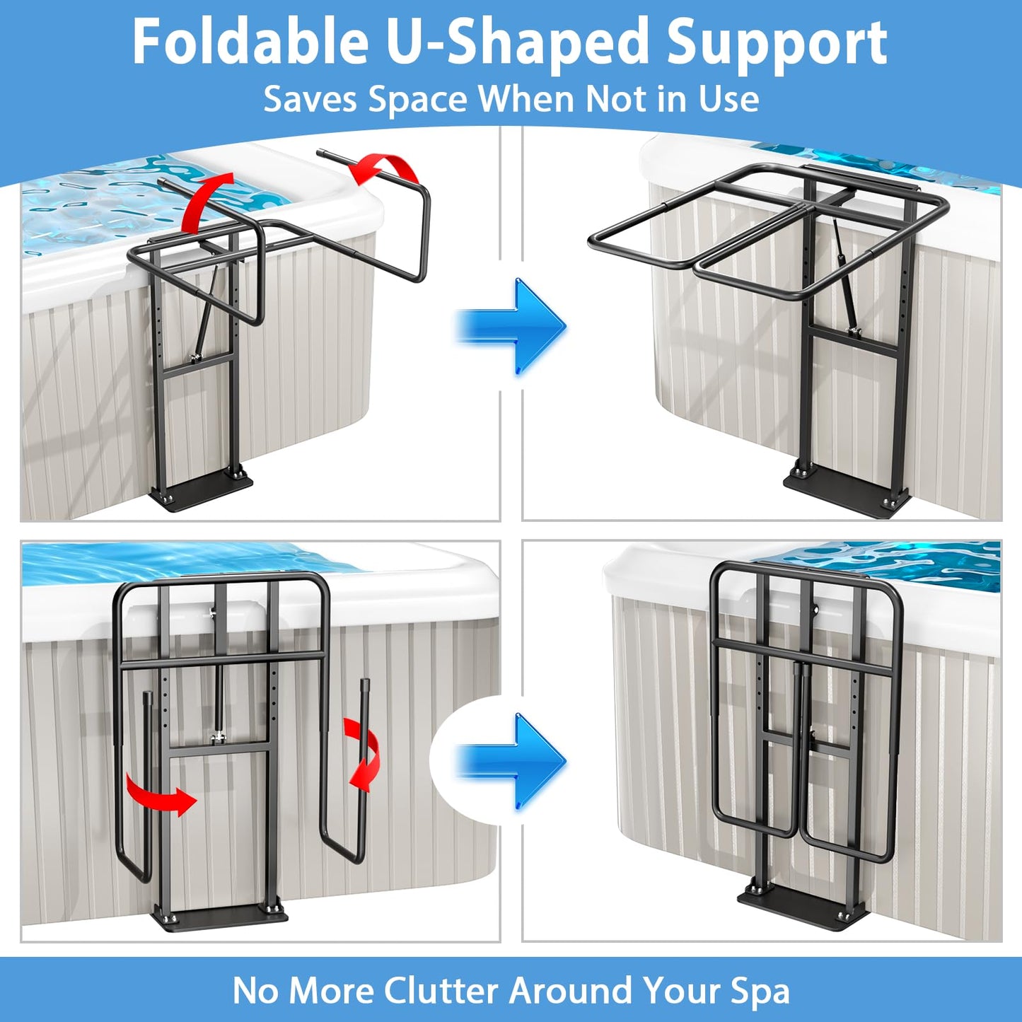 Hot Tub Cover Lift Adjustable U-Arms Spa Cover Lifter for Hot Tub Accessories, Hot Tub Cover Lifter Universal Fit Most Spas Hot Tubs Hydraulic Assist Removal System