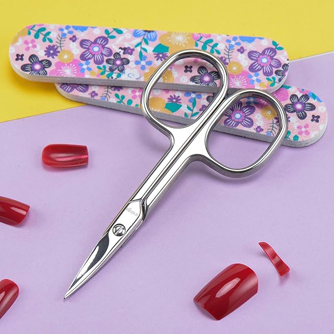 LIVINGO Premium Manicure Scissors Multi-purpose Stainless Steel Cuticle Pedicure Beauty Grooming Kit for Nail, Eyebrow, Eyelash, Dry Skin Curved Blade 3.5 inch