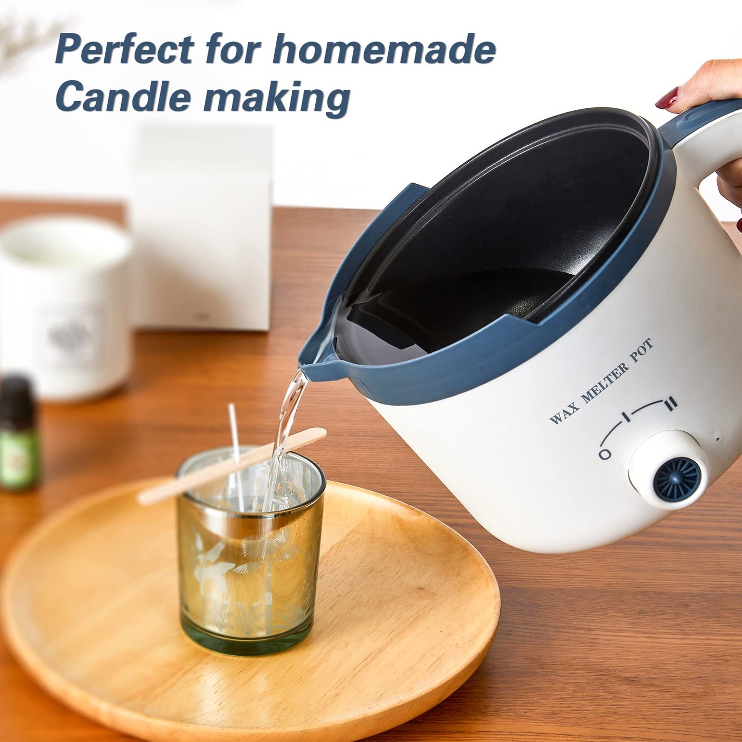 Ksedcon Candle Melting Pot, Electric Wax Melter for Candle Making with Pouring Spout, Non-Stick Small Candle Making Pouring Pot