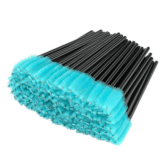 G2PLUS 100PCS Disposable Eyelash Brushes, Adjustable Mascara Wands Makeup Applicator, Lash Spoolies Brushes for Eyelash Extensions and Eyebrows (Blue)