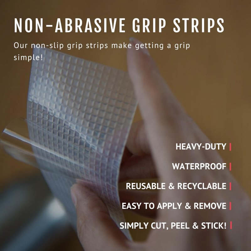 CATTONGUE GRIPS 2” Non-Abrasive Grip Tape Strips - Heavy-Duty, Waterproof Anti-Slip Tape for Furniture, Bathtubs, Frames, Gaming & More - Indoor & Outdoor Anti-Slip Solution (Clear, 1-Pack)