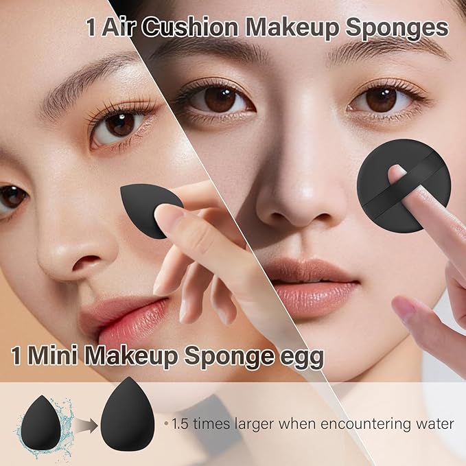 Makeup Brushes Set, Mlemle Professional 25 Pcs Makeup Kit, Include Powder Foundation Concealers Blush Eye shadows 21 Pcs Makeup Brushes and 2 Powder Puff, 2 Makeup Sponge(B02-EmberBlack)