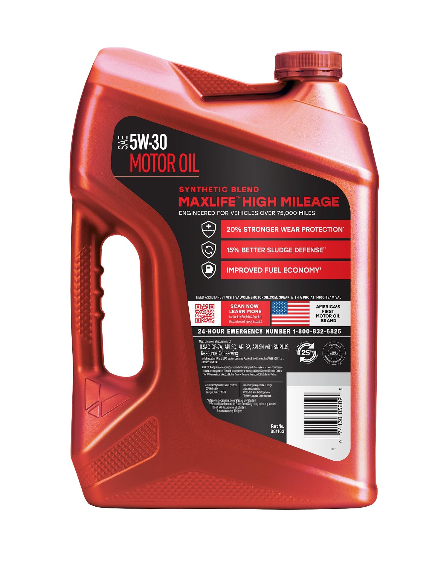 Valvoline MaxLife High Mileage 5W-30 Synthetic Blend Motor Oil 5 Quart