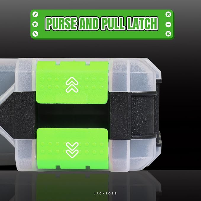 Tool Box with Transparent Lid, Double Side 34-Compartments Organizer Box with Removable Dividers for Hardware, Screws, Bolts, Nails, Beads, Jewelry and Fishing Accessories, Green, 2 Pack