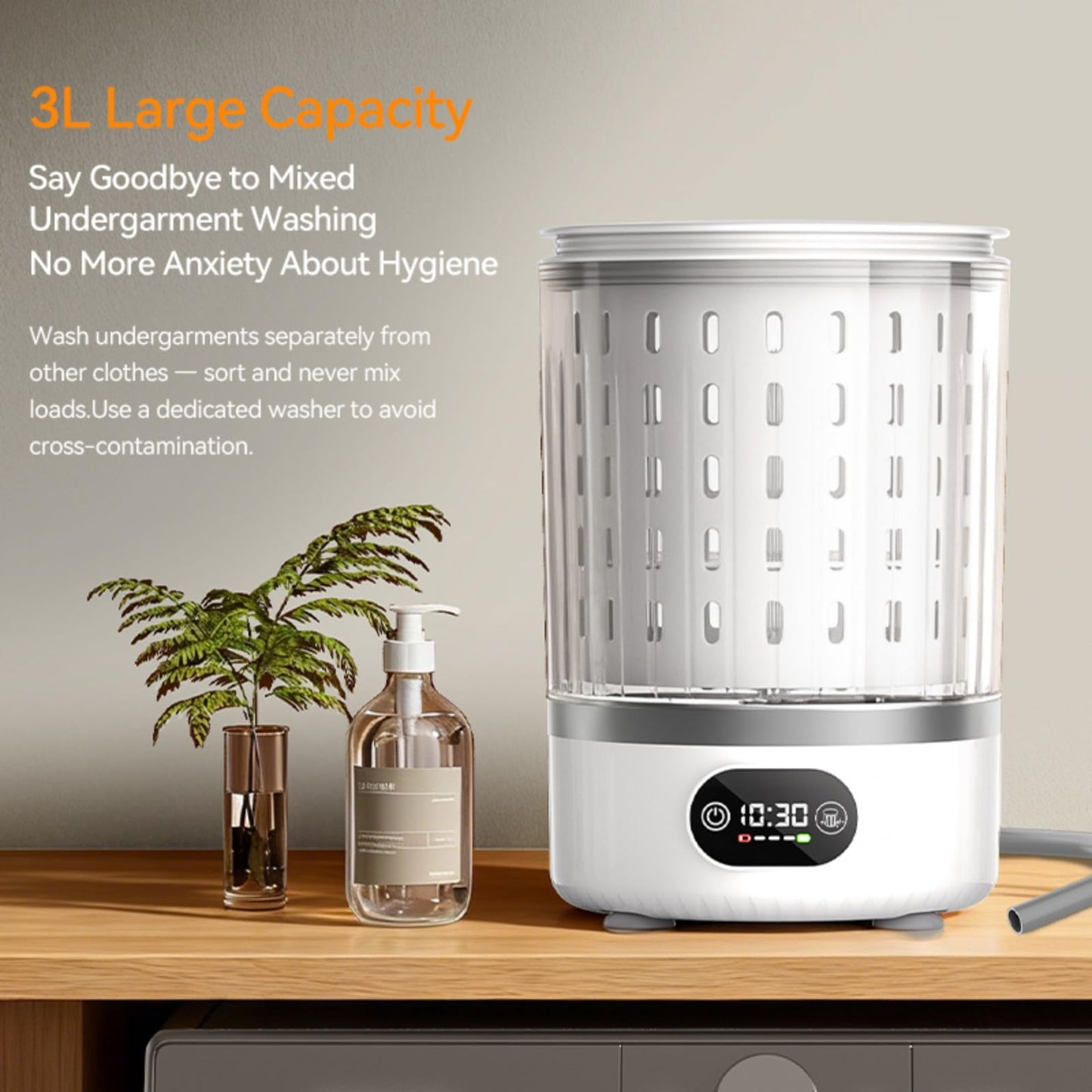 Portable Mini Washing Machine, Upgraded 3-in-1 3L Compact Washer with Spin Dry & Auto Drain,Small Travel Laundry Machine for Underwear Baby Clothes Socks Towels Home Dorm (White)