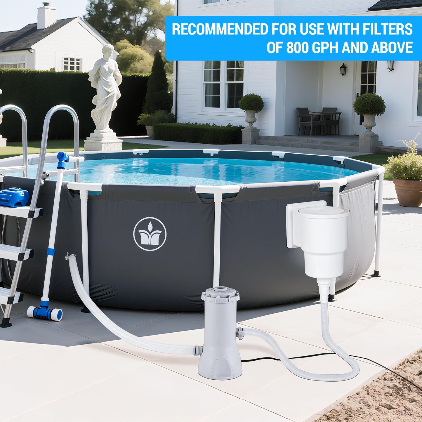 SNMUMU Universal Above Ground Pool Skimmer Kit, Heavy Duty Through Wall Pool Skimmers, Surface Skimmer for Pools for Filter Leaves, Hair, Bugs, and Impurities (Grey)