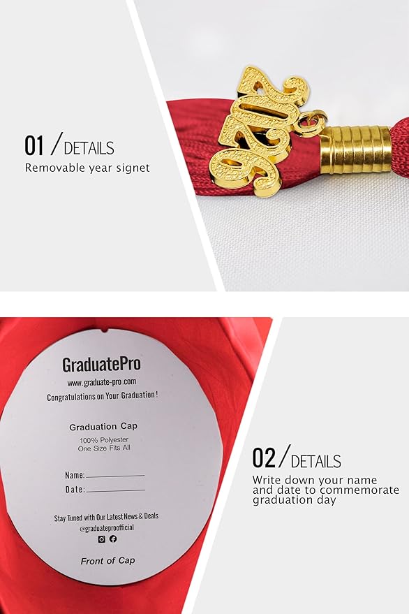 GraduatePro Matte Graduation Cap with 2026 Tassel for Adults High School and Bachelor Master 12 Colors