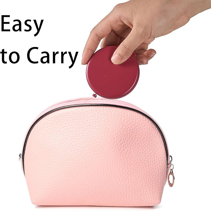 Compact Mirror for Purse, Metal Round Shell, Double-Sided 1X/2X Magnifying, Portable Travel Makeup Mirror, Mini Pocket Mirror, Fire Brick, 1 Pack