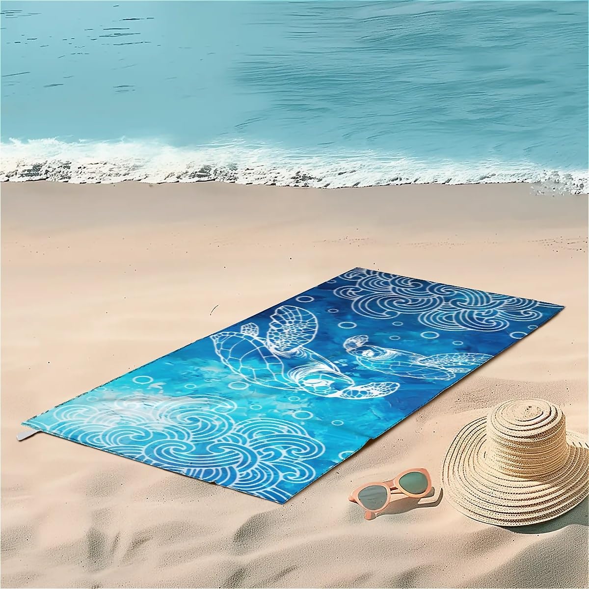Amasnay Sea Turtle Microfiber Beach Towel Sand Free Towels Thin Quick Dry Super Absorbent Oversized Large Lightweight Towels for Travel Sports Pool Swimming Bath Camping Yoga Women Girls Adults