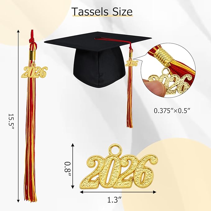 GraduationMall Single&Multiple Color Graduation Tassel with 2026 Year Charm 9"