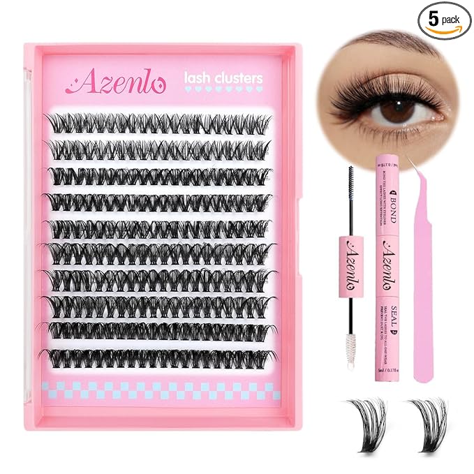 Azenlo Azenlo Natural Lash Clusters Kit Wispy Eyelash Clusters 120 pcs Cluster Eyelash Extensions C Curl Individual Lashes 10-16 mm Mix Length Natural Look (40D KIT 120 Pcs)