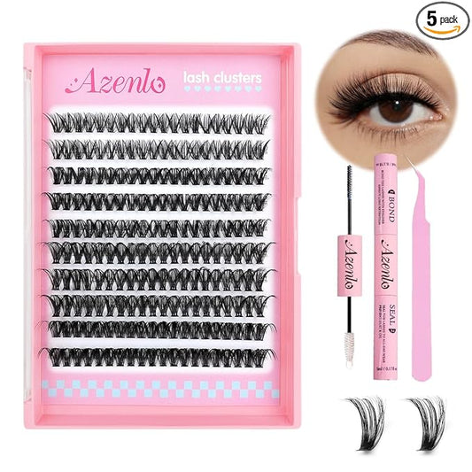 Azenlo Azenlo Natural Lash Clusters Kit Wispy Eyelash Clusters 120 pcs Cluster Eyelash Extensions C Curl Individual Lashes 10-16 mm Mix Length Natural Look (40D KIT 120 Pcs)
