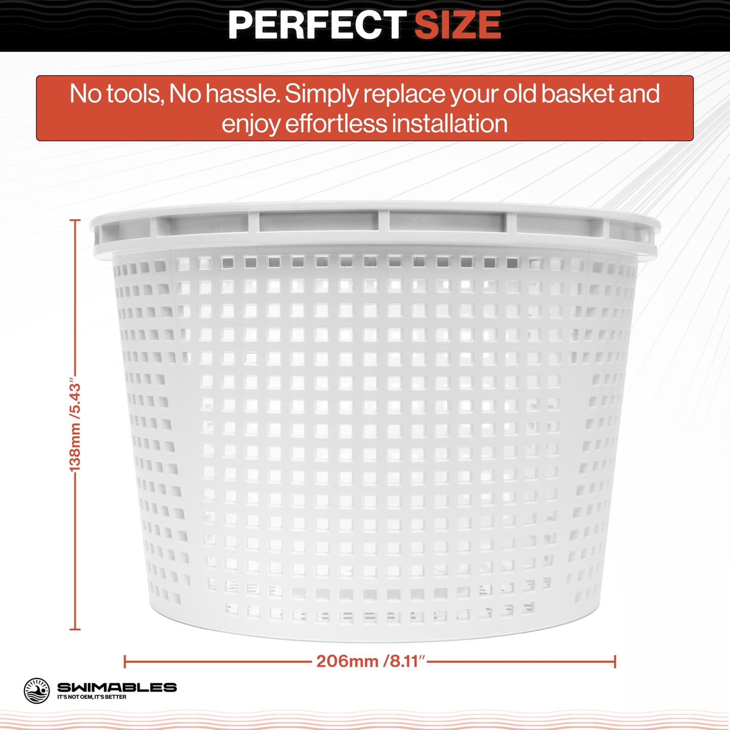 Swimables Pool Skimmer Basket for Inground Pool Compatible with Pentair U-3 Skimmer Basket and Hayward SP1070 Pool Basket | Built-in Brass Weight | 316 Stainless Steel Handle & Convenient Rubber Grip