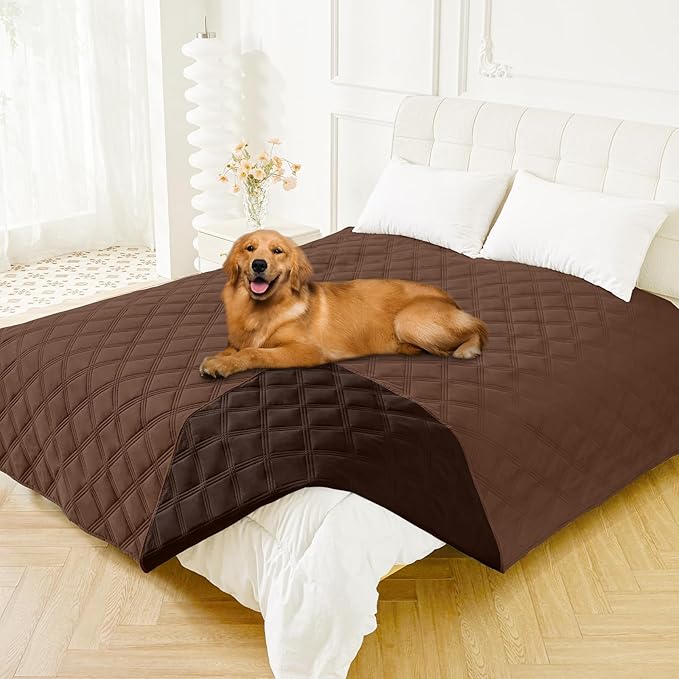 Smiry Waterproof Dog Bed Cover Blanket 82x102, Soft Reversible Pet Blanket, Washable Leakproof Cats Dogs Couch Cover for Sofa, Couch, Furniture, Brown/Chocolate