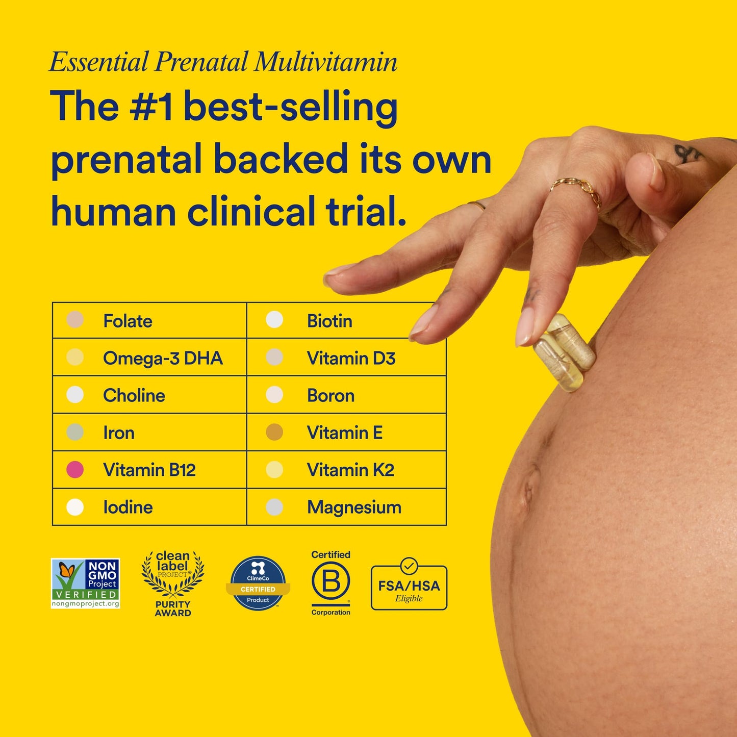 Ritual Prenatal Multivitamin For Women - Key Essential Vitamins and Minerals To Support Mom and Baby During Pregnancy* - Folate, Choline, Omega-3 DHA, Iron - Vegan - Citrus - 60 Capsules - 30 Servings