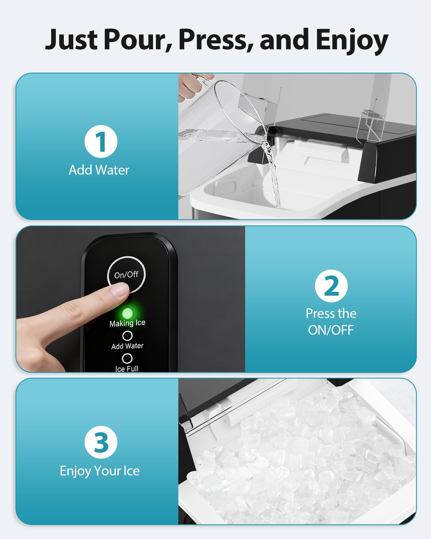 Aeitto Nugget Ice Maker Countertop, 42lbs/24H Ice Machine with 1.5L Water Tank, Rapid Ice Release in 6 Mins, Self-Cleaning Pebble Ice Maker with Basket and Scoop for Home Office RV and Party, Black