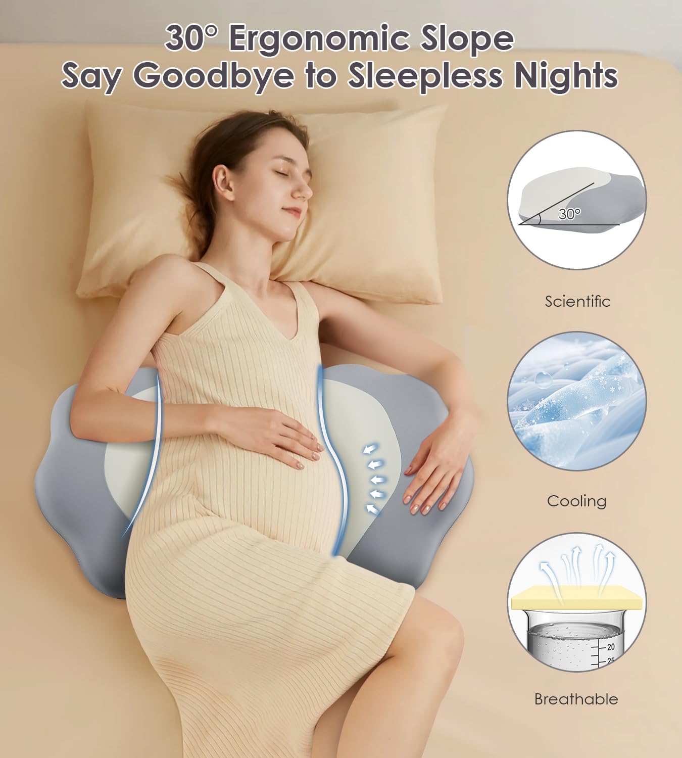 Pregnancy Pillows for Sleeping, Memory Foam Maternity Pillow Support for Back Belly HIPS, Adjustable Travel Wedge Pillow for Pregnant Women, Side Sleeping Pregnant Pillows with Cooling Pillowcase