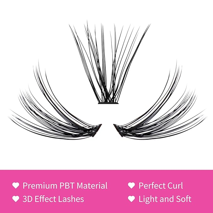 Cluster Lashes 30D+40D Individual Lashes 240pcs DIY Eyelash Extension D Curl 0.07 Natural Individual Lash Extensions False Eyelashes Wispy (30D+40D-0.07D, 12mm)