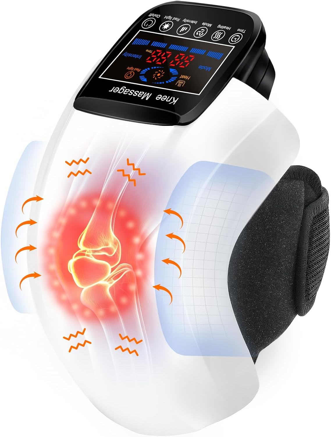DEITY Knee Massager Smart with Heat, Vibration, 3D Massage, Red Light, 4-in-1, Cordless Portable Knee Massager with LED Large Screen, Gifts for Grandma & Grandpa