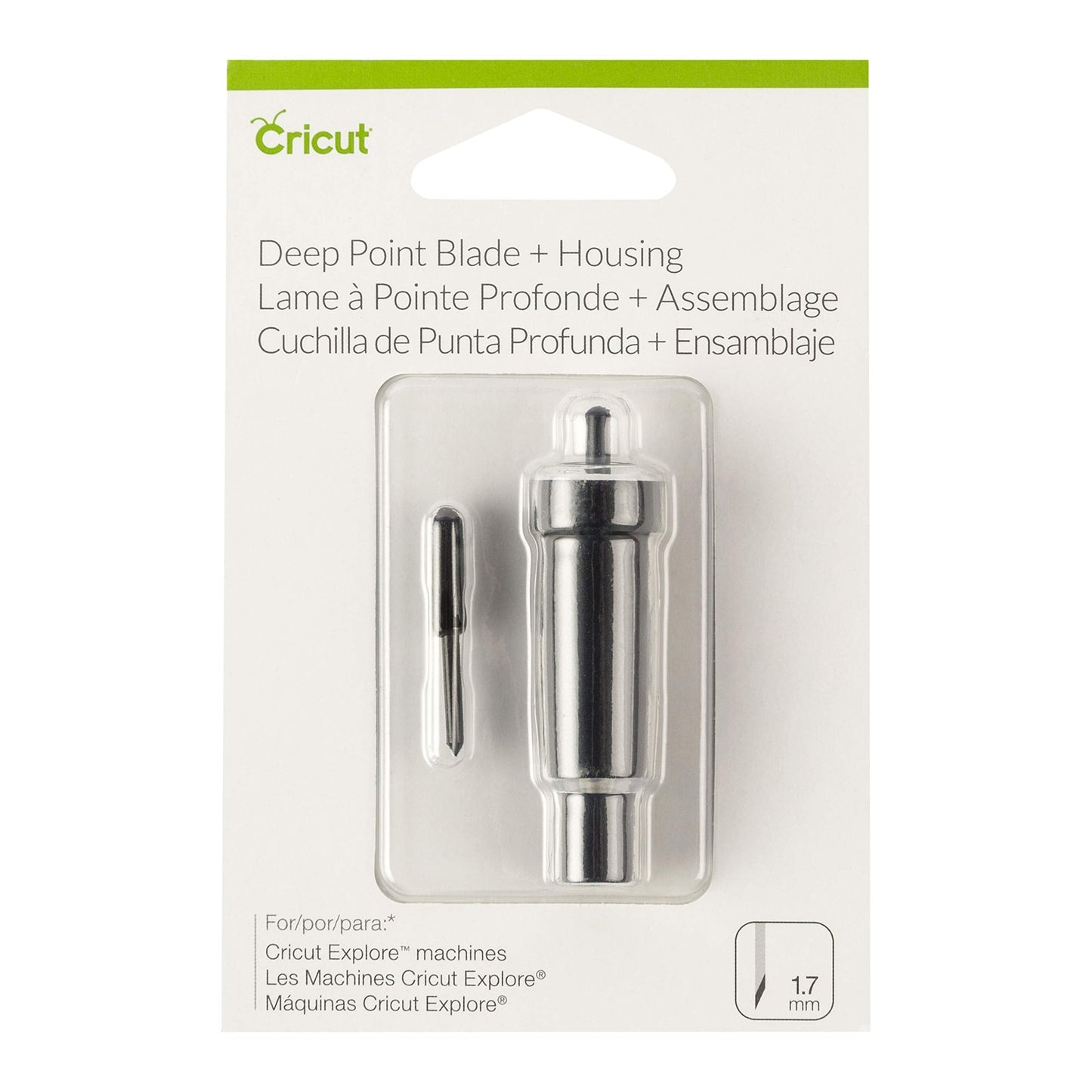 Cricut Deep-Point Blade + Housing,Cutting Blade with Deep Cut Housing,Cut Materials up to 1.5mm Thickness,for Personalized Crafts,Compatible with All Cricut Maker & Explore Machines, 1"D x 3"W x 4.5"H