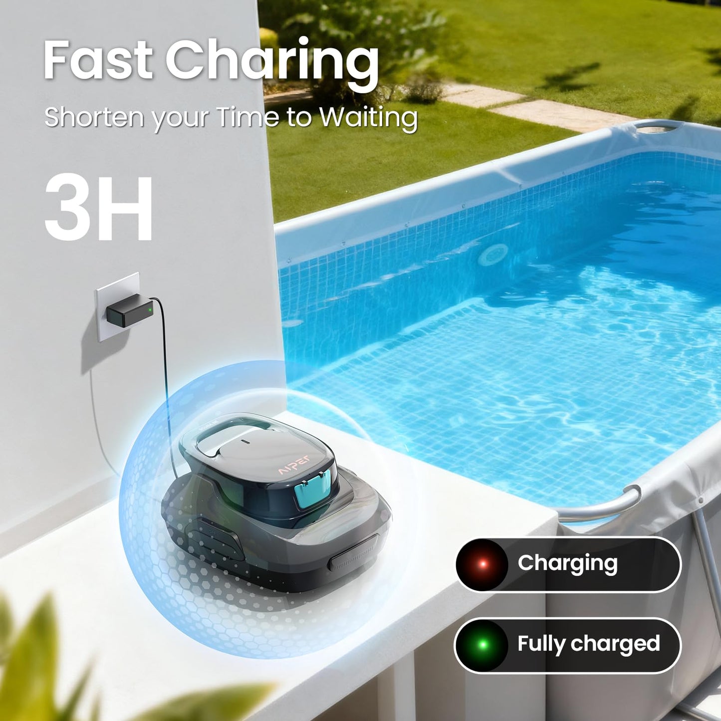 AIPER Scuba SE Cordless Pool Cleaner with 90-Min Runtime, Smart Self-Parking, Lightweight, Pool Vacuum for Above Ground Flat Pools up to 860 Sq.ft