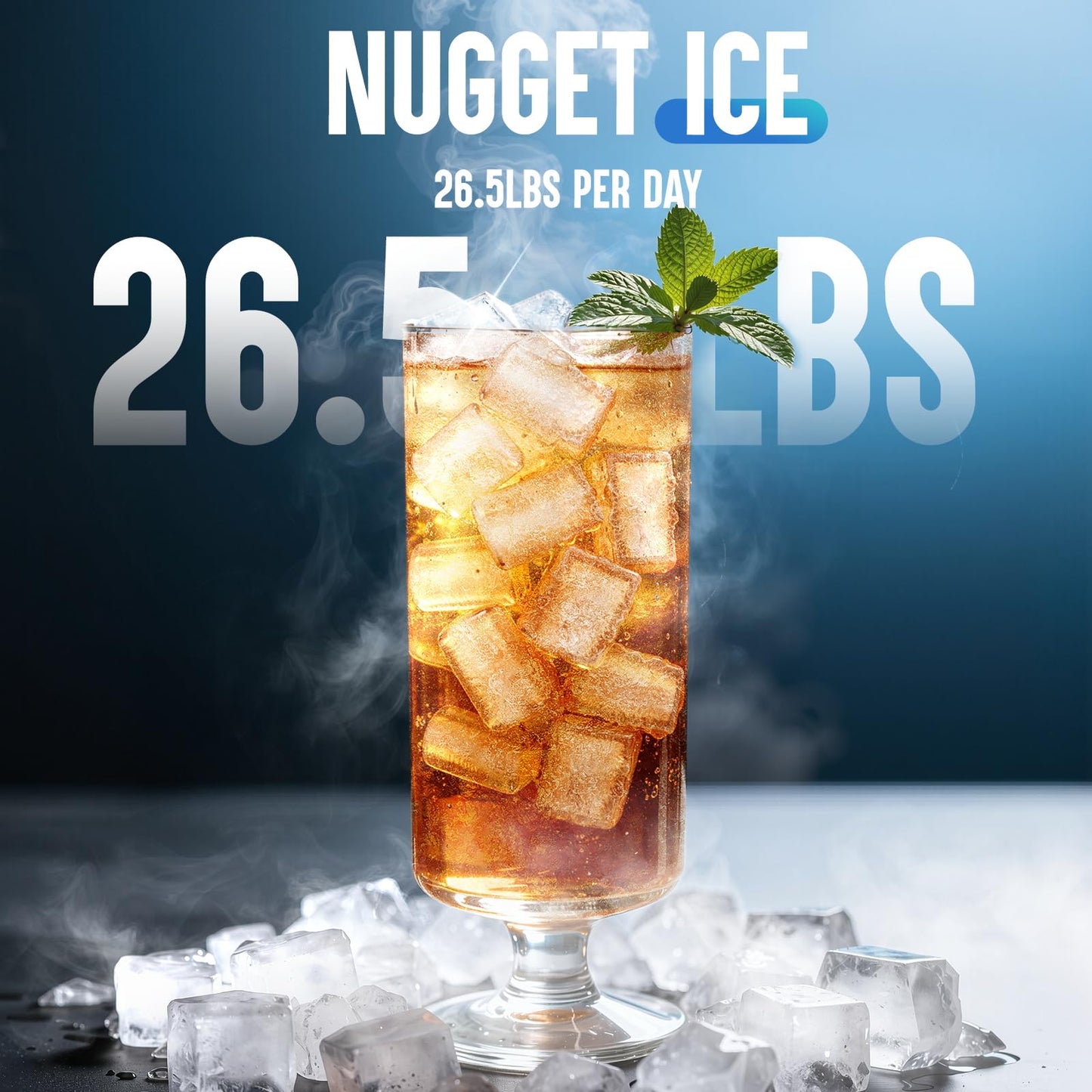 INOVIVA Nugget Ice Maker Countertop – 6 Mins Fast Ice Production, FLASHCHILL™, 26.5 LBS/Day, Self-Cleaning, Compact Portable Design, Ideal for Home, Office & Parties