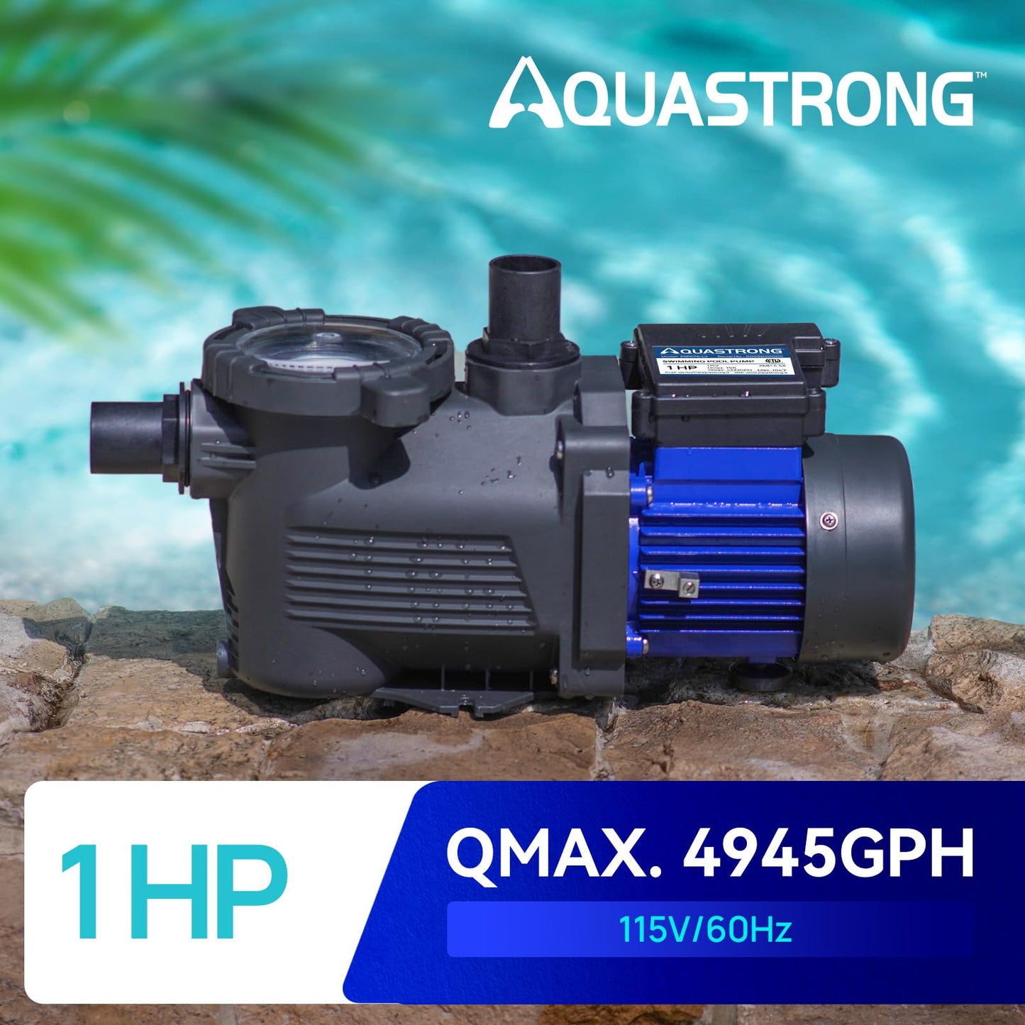 Aquastrong In/Above Ground Pool Pump High Flow Self Primming Swimming Pool Pump,