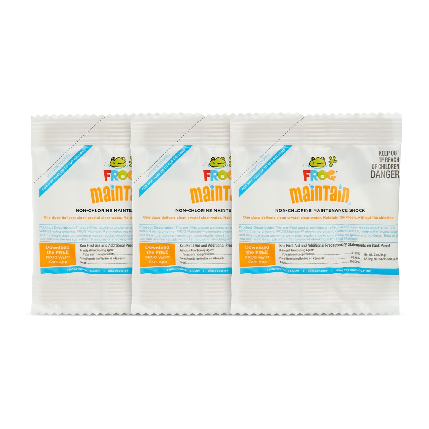 FROG Maintain for Hot Tubs - Non-Chlorine Shock for use with All Hot Tub FROG Sanitizing Systems - Single Dose Packets for Easy Hot Tub Maintenance & Treatment - 3 Pack
