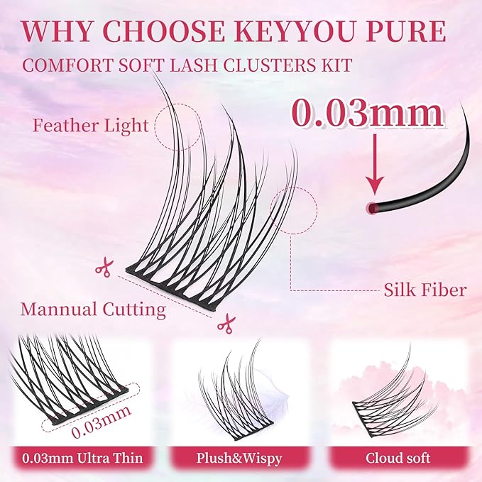 Manga Lash Clusters Kit Eyelash Clusters Eyelashes Anime Lash Clusters With Spikes Eyelash Extension Kit With Lash Bond And Seal Wet Look Spiky Cluster Lashes (Fishtail kit 144pcs)
