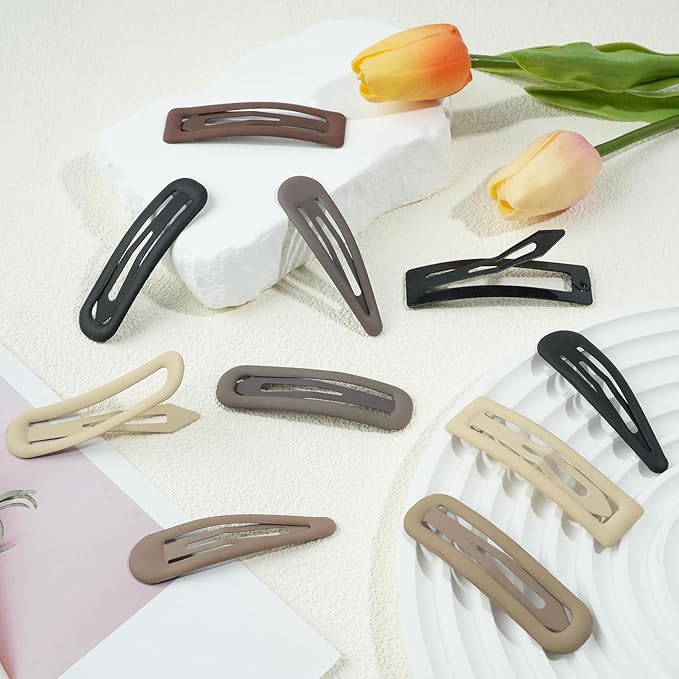 18pcs Snap Hair Clips, 2.76 Big Snap Clip, Matte Hairpin Accessories for Women Girls, Nonslip Metal Barrettes, Neutral Color