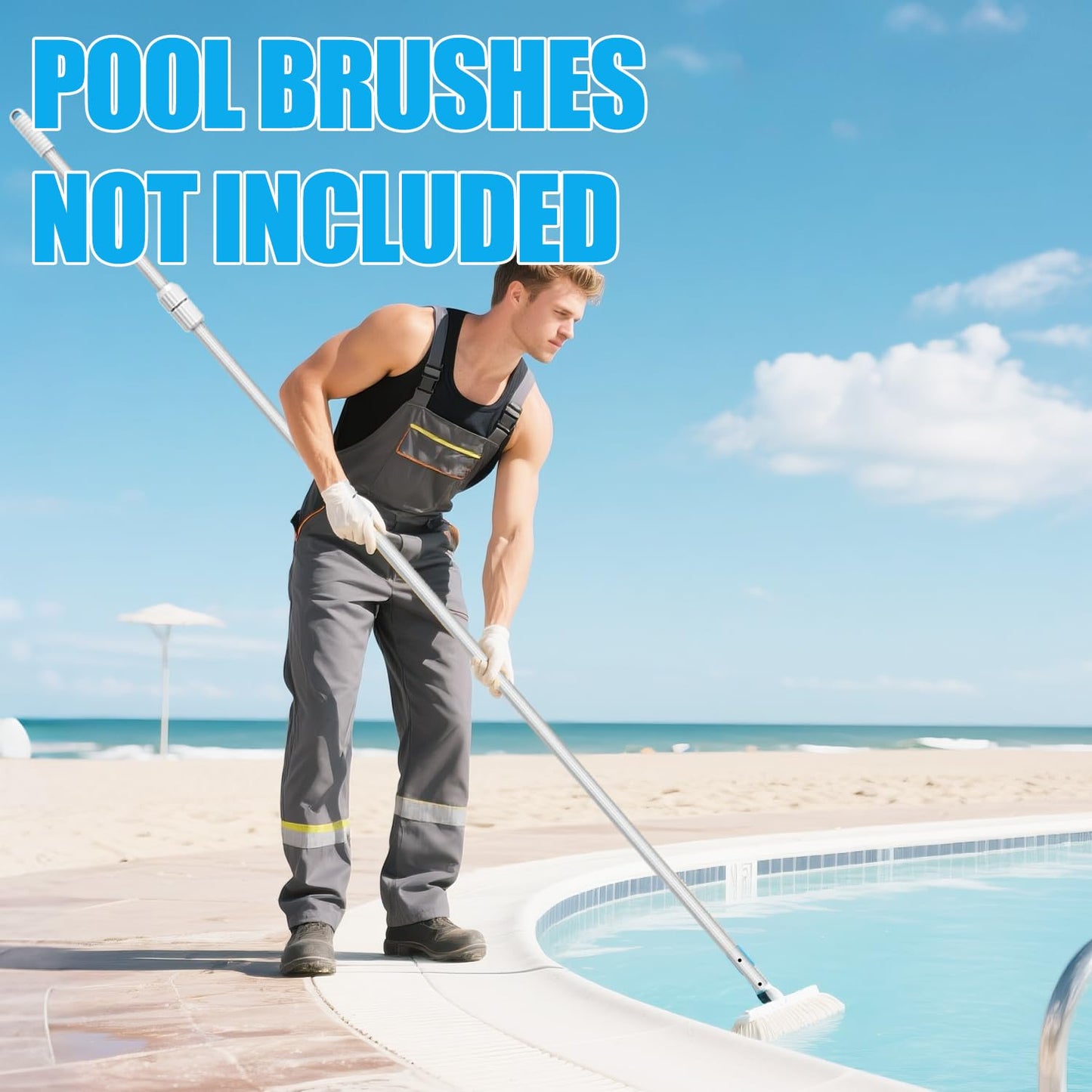 YEECHUN Professional 16.5 Foot Swimming Pool Pole Telescopic Heavy Duty Aluminum, Adjustable Length 6.5 to 16.5 Feet, Universal Pole for Skimmer Net Rake, Hooks, Vacuum Heads and Brushes