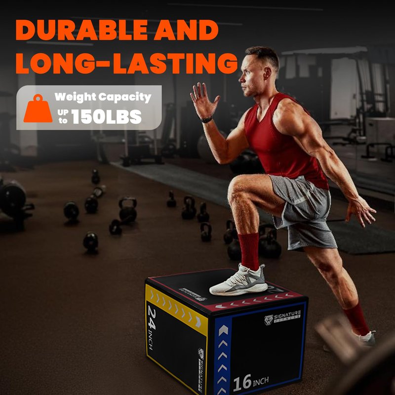 Fitvids Plyo Box, 3-in-1 Foam Plyometric Jump Box, 16”x20”x24” Box Jump for for Home Gym Training Fitness Workout Exercise