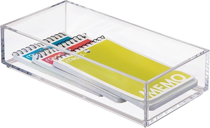 iDesign Clarity Plastic Drawer Organizer for Vanity, Countertop, Bathroom, Kitchen and Cabinet Storage, 8" x 4" x 2", Clear