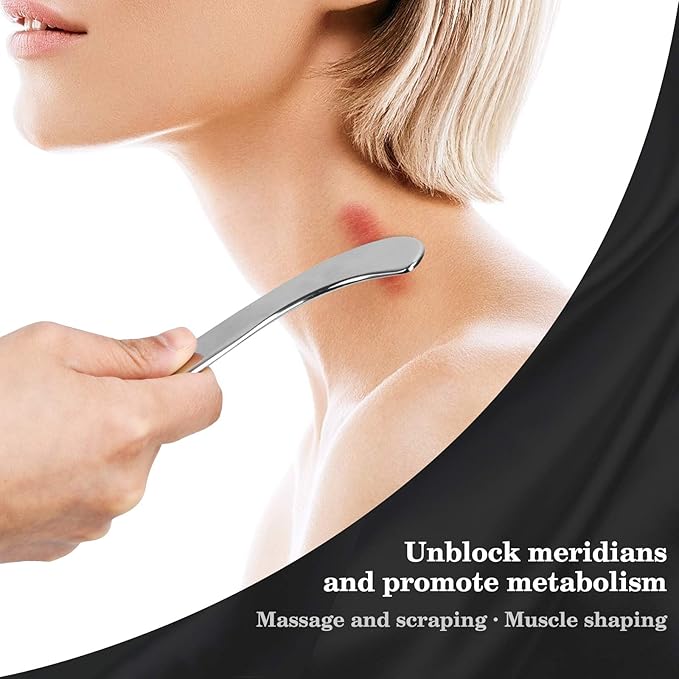 Guasha Massage Tool, Grade Stainless Steel Scraping Tool for Soft Tissue Upgrade Physical Therapy Stuff,Used for Back, Legs, Arms,Neck,Shoulder, Gua sha Tool…（S-Shaped）