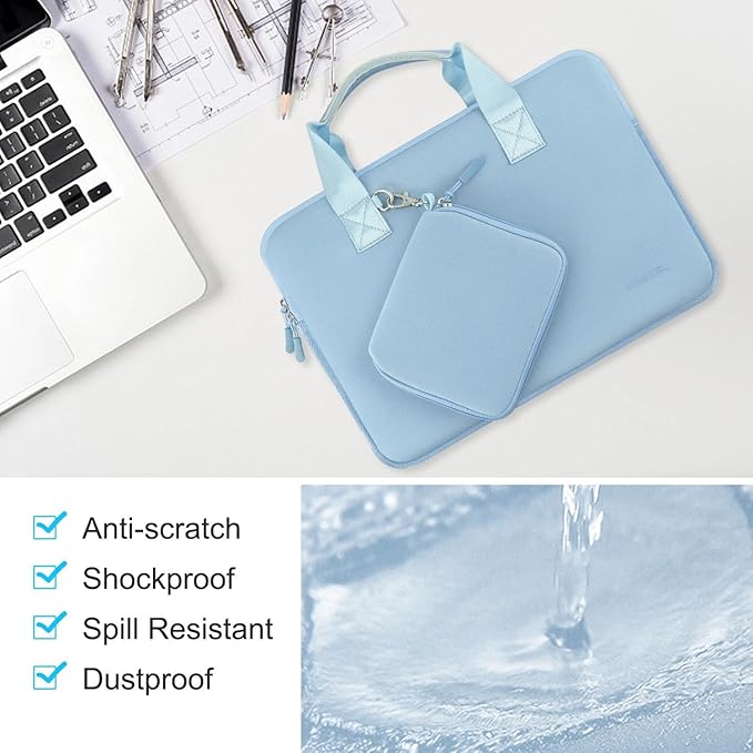 Hseok Laptop Sleeve 16 inch Case with Small Case, Compatible with MacBook Neo/Pro 16" M5/M4/M3/M2/M1, MacBook Air 15 M5, XPS 16 and Most 15.6-16 Notebooks, Neoprene Computer Handbag,SK01BL01
