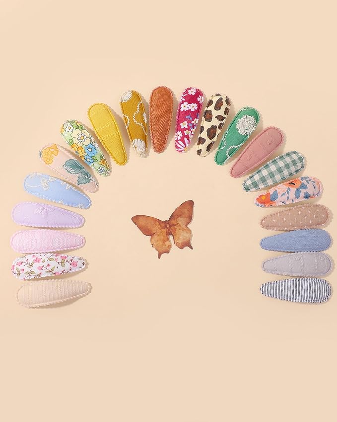 doboi 40Pcs Toddler Hair Clips Hair Barrettes Baby Girls Hair Bows Clips Floral Print Non Slip Snap Hairpins Flower Hair Clips for Girls Kids Toddler Hair Accessories