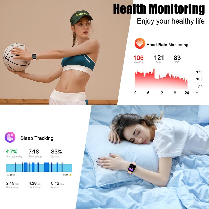Smart Watch for Men Women, 2026 Release (Answer/Make Call) 1.96" HD Fitness Tracker Running Watch,IP68 Waterproof, Pedometer,Step/Sleep/Heart Rate Monitor,110+ Sport Mode Smartwatch for Android,Pink