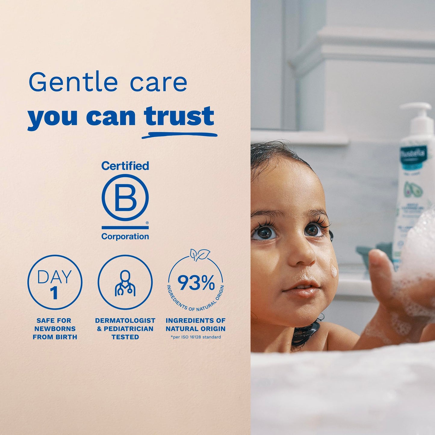 Mustela Baby Gentle Cleansing Gel - Baby Hair & Body Wash - with Natural Avocado fortified with Vitamin B5 - Biodegradable Formula & Tear-Free – 25.35 fl. oz.
