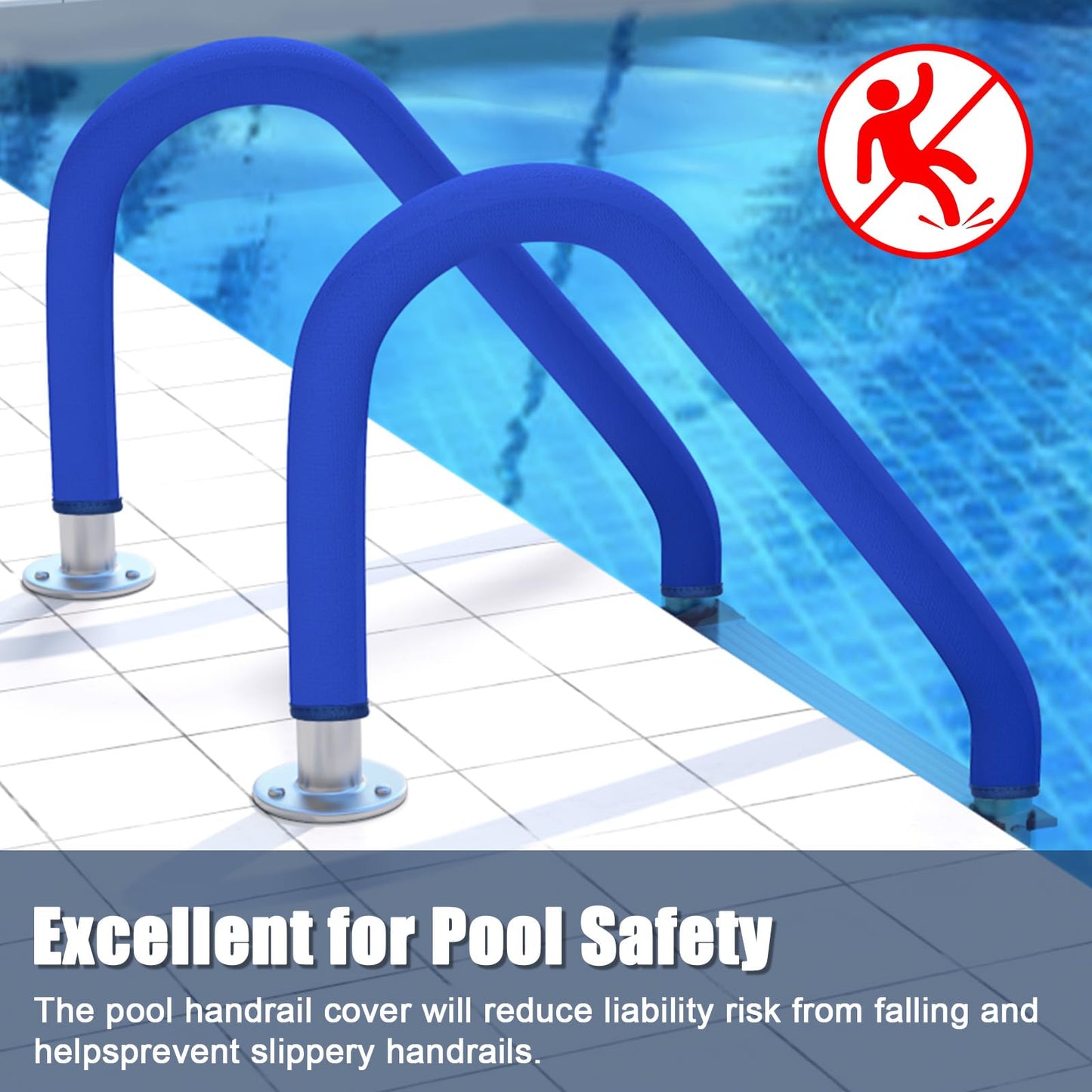 KETNET Pool Handrail Covers with Zippers for Inground Swimming Pools Hand Rail Cover, 4-10 ft Non Slip Cool Touch Heat Resistant, Blue, Anti-Slip Swim Pool Railing Ladder Handle Grip 6 Feet 1 Pack