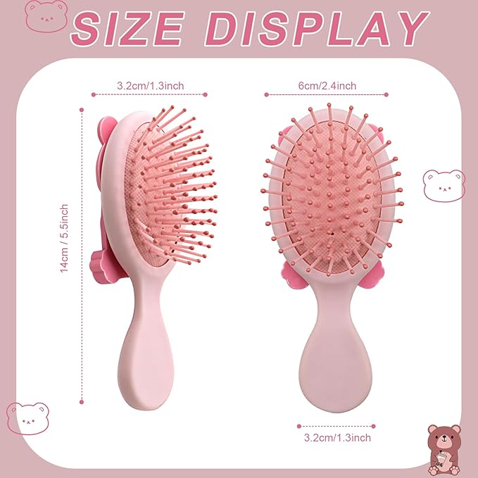 Mini Toddler Hair Brush Detangler Brush Kids Detangling Hairbrush Soft Massage Comb Small Travel Hair Brush for Thick Curly Thin Long ShortÃ¯Â¼ÂPinkÃ¯Â¼Â