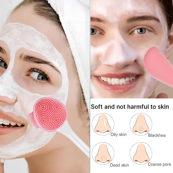 Facial Cleansing Brush,3 in 1 Silicone Face Mask Brush, Face Scrubber for Exfoliating,Deep Pore Cleansing,DIY Mask