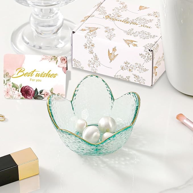 Friendship Gifts For Women Jewelry Dish Glass Ring Dish Jewelry Tray Cute Vanity Organizer Room Decor Jewellery Tray Trinket Dish Cute Bedroom Decor Christmas House Warming Gifts for women