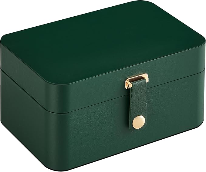 SONGMICS Jewelry Organizer Box, Travel Jewelry Case, 2-Layer Travel Case for Earrings, Necklaces, Bracelets - Portable Jewelry Storage with Large Capacity, Gift Idea, Forest Green UJBC166C01