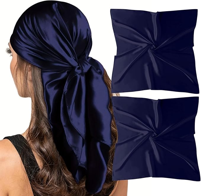 vimate 35" Square Silk Like Head Scarf - Women's Fashion Satin Scarf Bandana for Hair Wrapping at Night.
