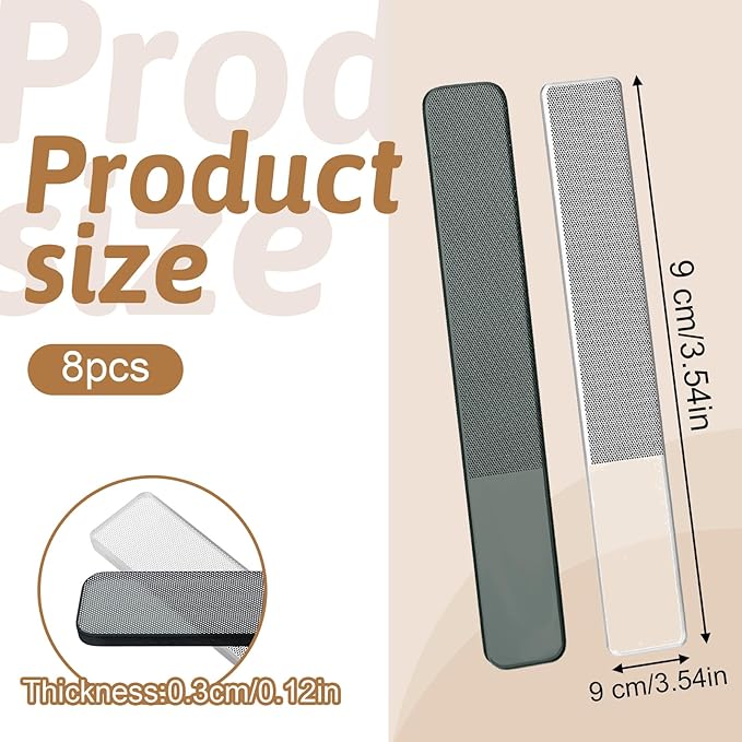 Glass Nail Files for Natural Nails, 8 Pcs Glass Nail File with Case Crystal Fingernail Polisher Nails Shiner Buffer Polisher for Natural Fingernail Stocking Stuffers (Transparent, Dark Green)