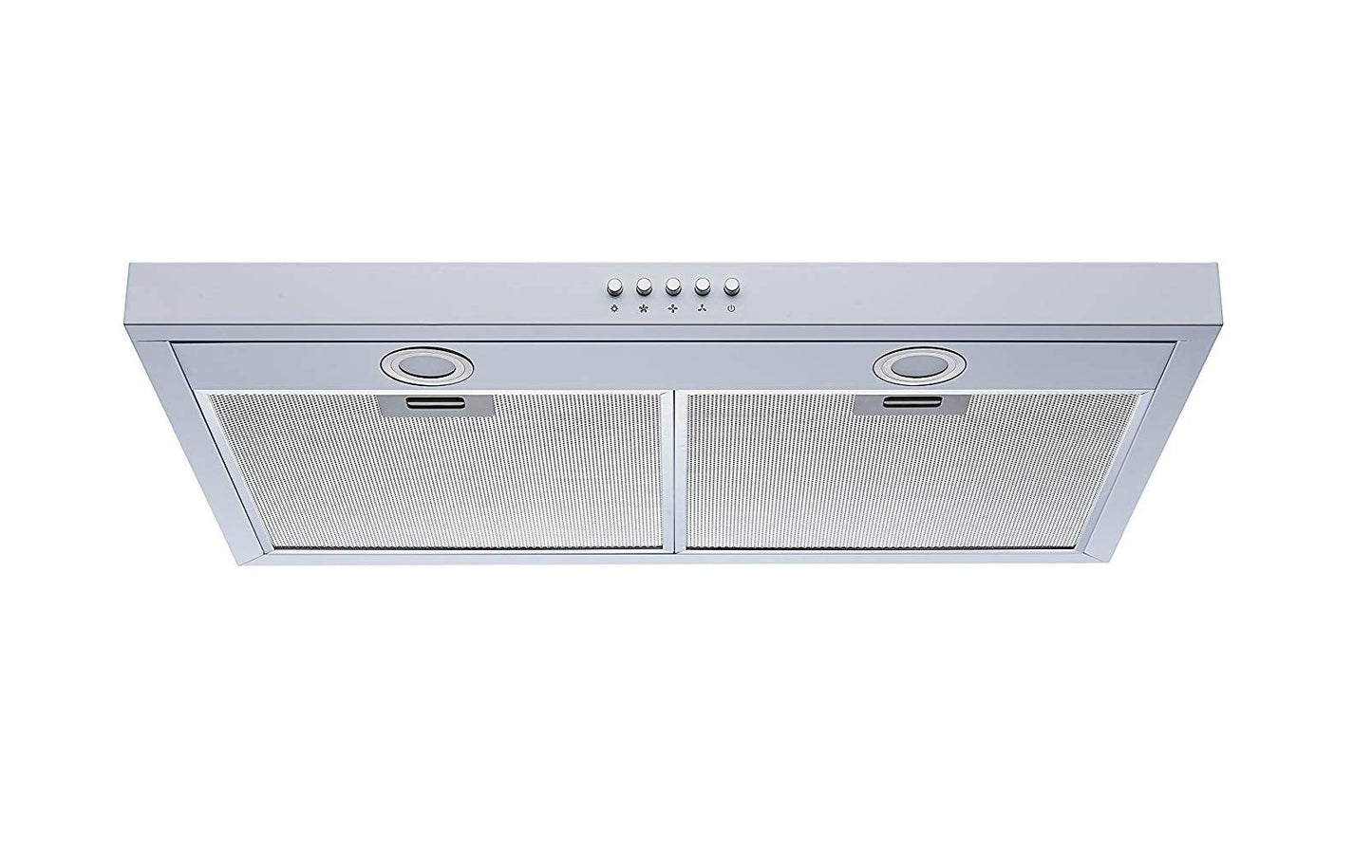 Winflo 30 In. Convertible Under Cabinet Range Hood in White with Mesh Filters and Push Buttons