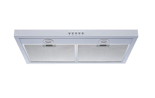 Winflo 30 In. Convertible Under Cabinet Range Hood in White with Mesh Filters and Push Buttons